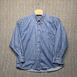 Barbour Shirt Men XL USA The Plain Shirt Blue Chambray‎ Denim Button Down Luxury